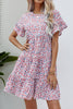 Ditsy Floral Flounce Sleeve Tiered Dress