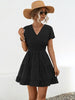 Ruffled Smocked V-Neck Tiered Dress