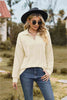 Collared Neck Cable-Knit Long Sleeve Blouse