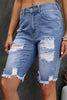 Distressed Frayed Hem Denim Bermuda Shorts