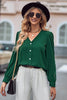 Spliced Lace V-Neck Puff Sleeve Shirt