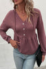 Waffle-Knit Buttoned Drop Shoulder Hoodie - BELLATRENDZ