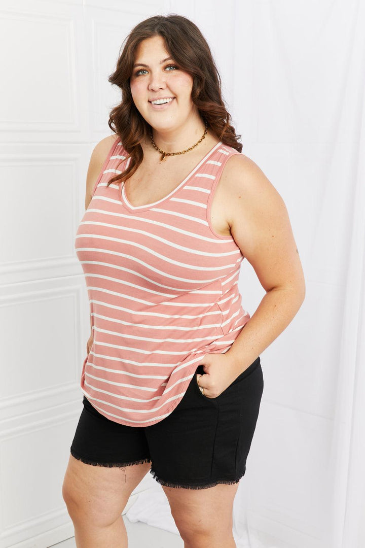 Zenana Find Your Path Full Size Sleeveless Striped Top - BELLATRENDZ