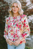 Floral Round Neck Smocked Blouse