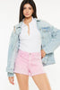 Kancan Raw Hem High Waist Denim Shorts