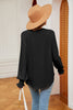 Notched Neck Flounce Sleeve Blouse