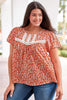 Plus Size Floral Lace Trim Round Neck Blouse - BELLATRENDZ