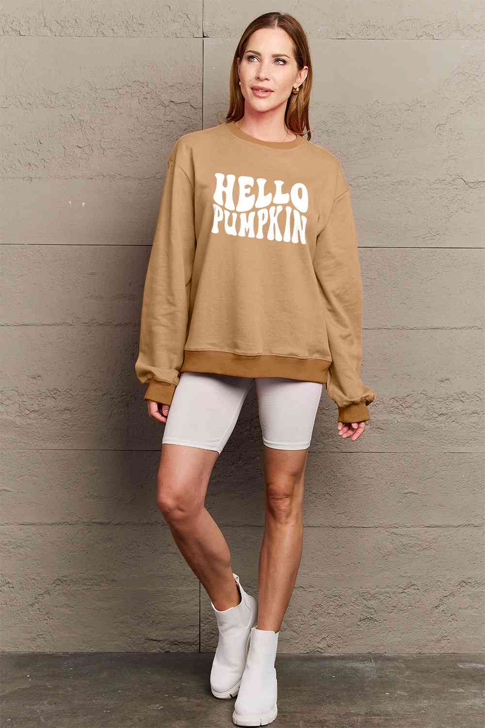 Simply Love Full Size HELLO PUMPKIN Graphic Sweatshirt