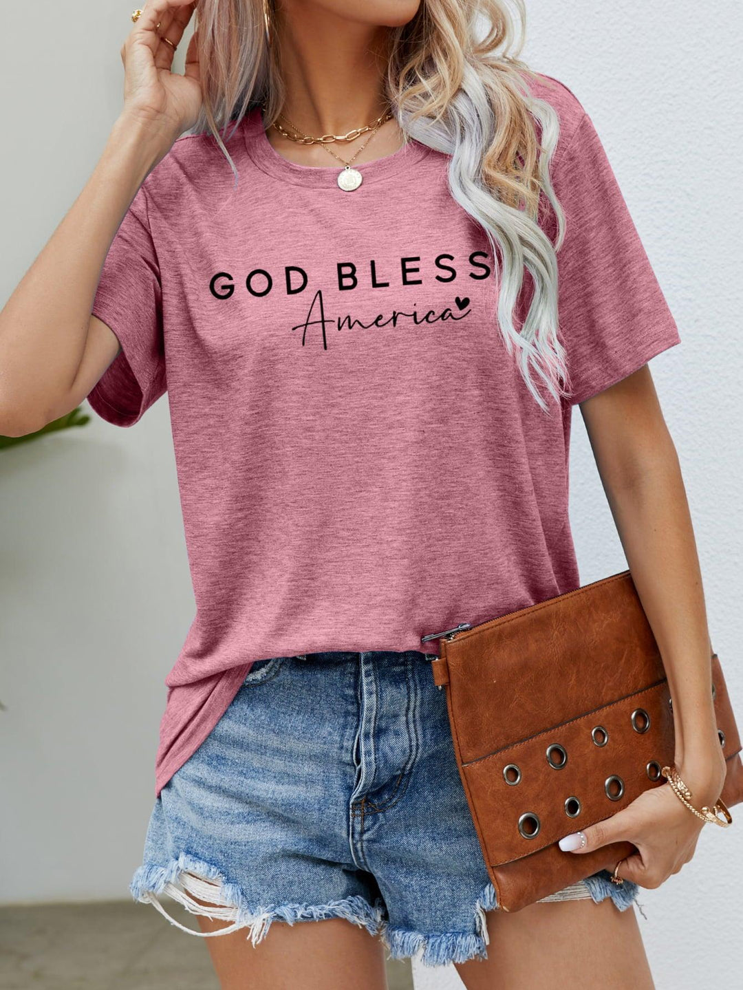 GOD BLESS AMERICA Graphic Short Sleeve Tee - BELLATRENDZ