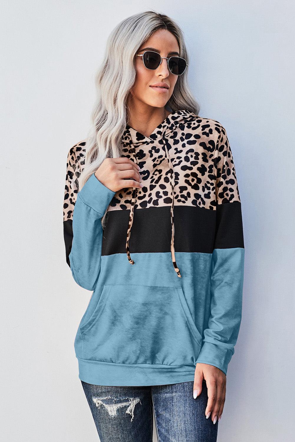 Leopard Color Block Hoodie - BELLATRENDZ