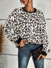 Leopard Round Neck Dropped Shoulder Sweatshirt - BELLATRENDZ