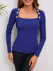 Decorative Button Long Sleeve Top