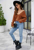 V-Neck Drop Shoulder Long Sleeve Knit Top