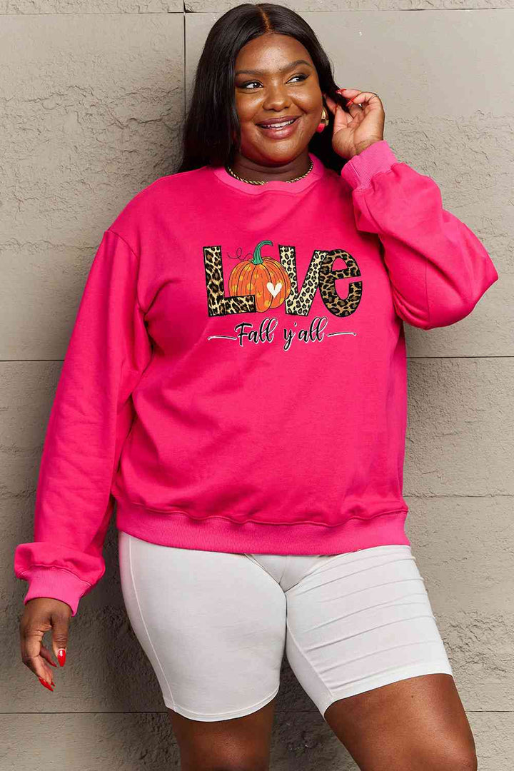 Simply Love Full Size LOVE FALL Y'ALL Graphic Sweatshirt