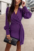 Surplice Lantern Sleeve Mini Dress