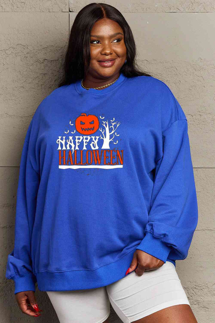 Simply Love Full Size HAPPY HALLOWEEN Graphic Sweatshirt