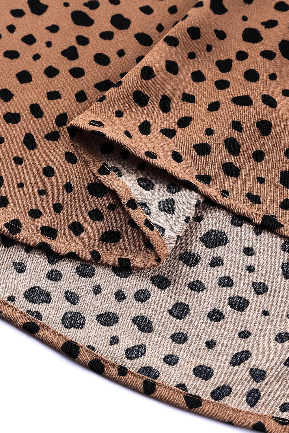 Animal Print Ruffle Collar Flounce Sleeve Blouse - BELLATRENDZ