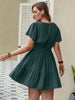 Double Take Plus Size Ruffle Hem V-Neck Short Sleeve Dress