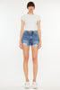 Kancan Distressed Raw Hem High Waist Denim Shorts