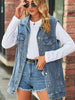 Collared Neck Sleeveless Denim Top with Pockets - BELLATRENDZ