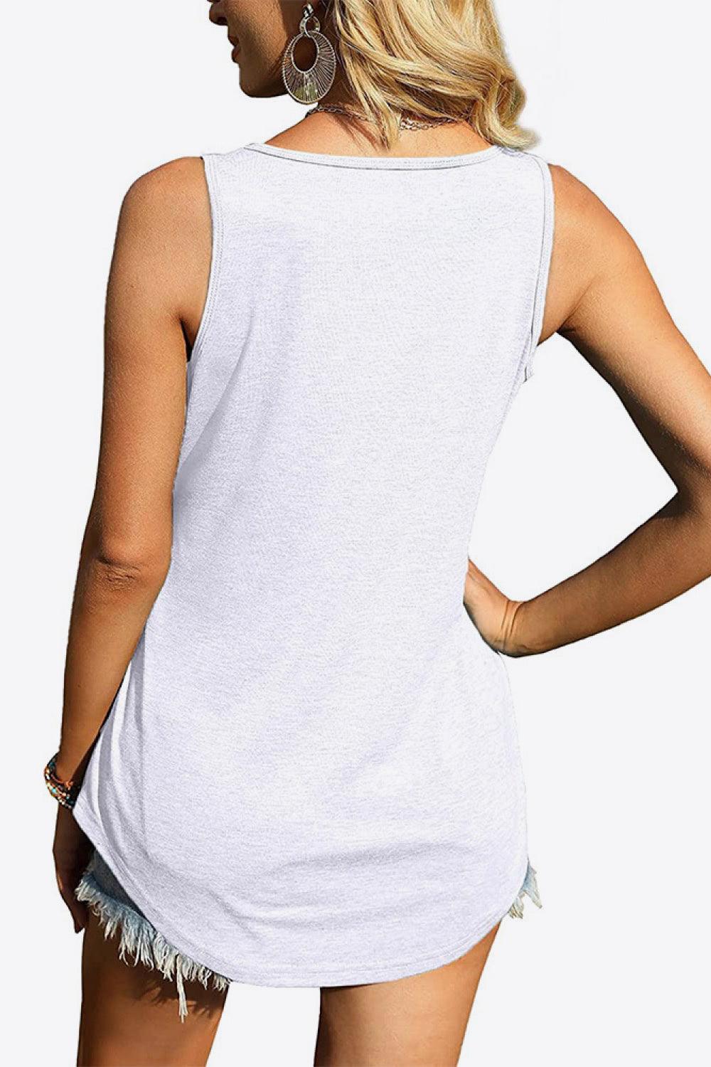 Curved Hem Square Neck Tank - BELLATRENDZ