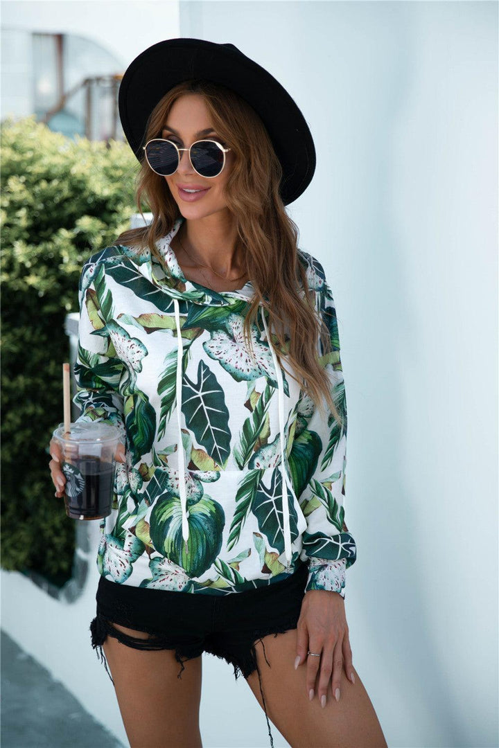 Printed Dropped Shoulder Hoodie - BELLATRENDZ