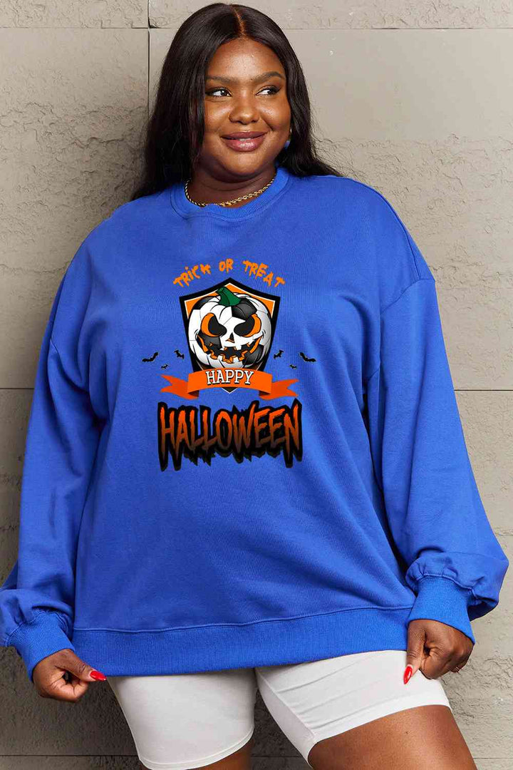 Simply Love Full Size TRICK OR TREAT HAPPY HALLOWEEN Graphic Sweatshirt