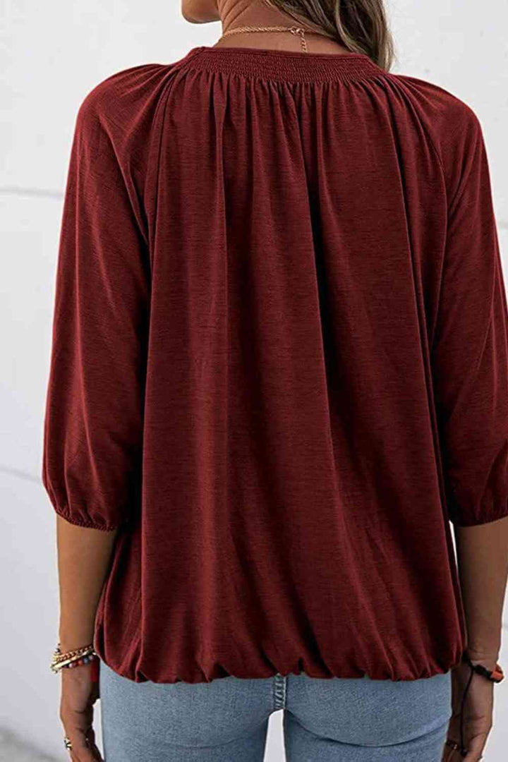 Gathered Detail Round Neck T-Shirt