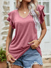 Layered Flutter Sleeve V-Neck Top - BELLATRENDZ