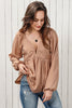 Tie Back Smocked Long Sleeve Babydoll Blouse