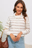 Cowl Neck Drastring Dropped Shoudler Striped Print Blouse