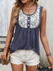 Lace Contrast Scoop Neck Tank - BELLATRENDZ