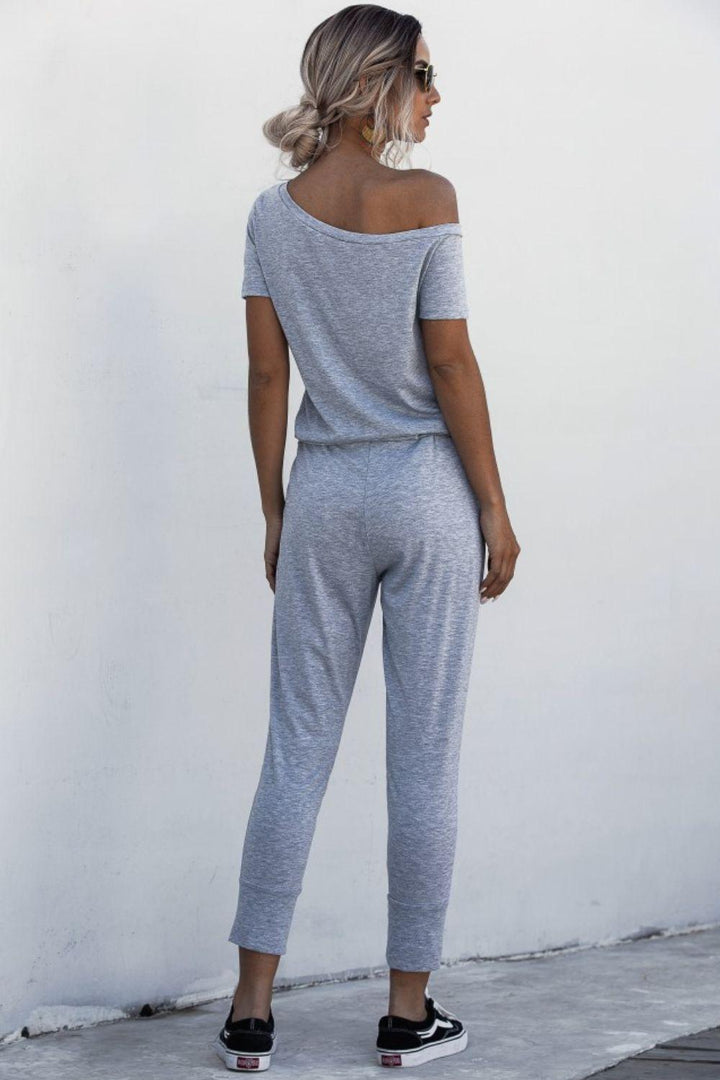 Asymmetrical Neck Tied Jumpsuit with Pockets - BELLATRENDZ