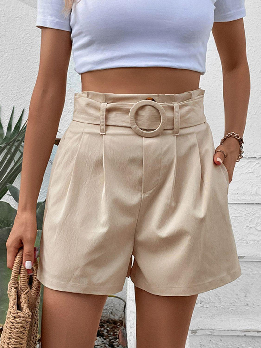 Belted Shorts with Pockets - BELLATRENDZ