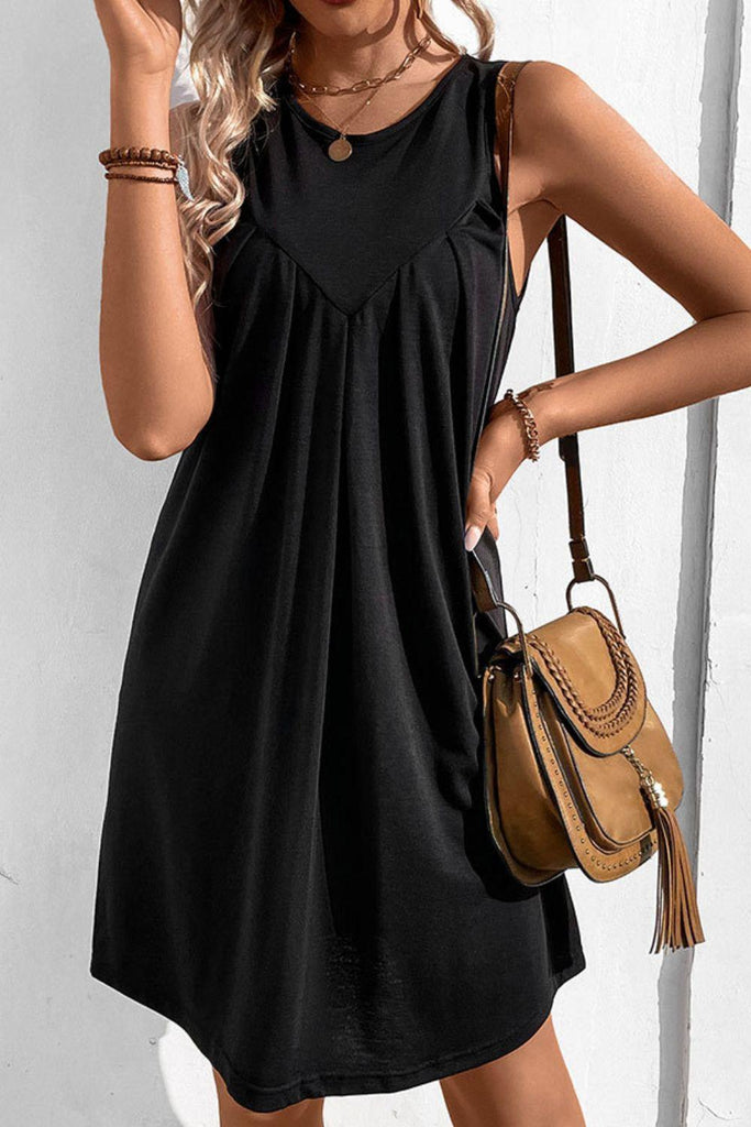 Round Neck Sleeveless Mini Dress - BELLATRENDZ