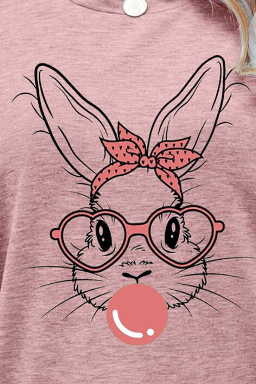 Easter Bunny Graphic Round Neck T-Shirt - BELLATRENDZ