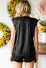 Sequin Round Neck Capped Sleeve Tank - BELLATRENDZ