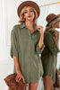 Solid Button Up Drop Shoulder Blouse - BELLATRENDZ