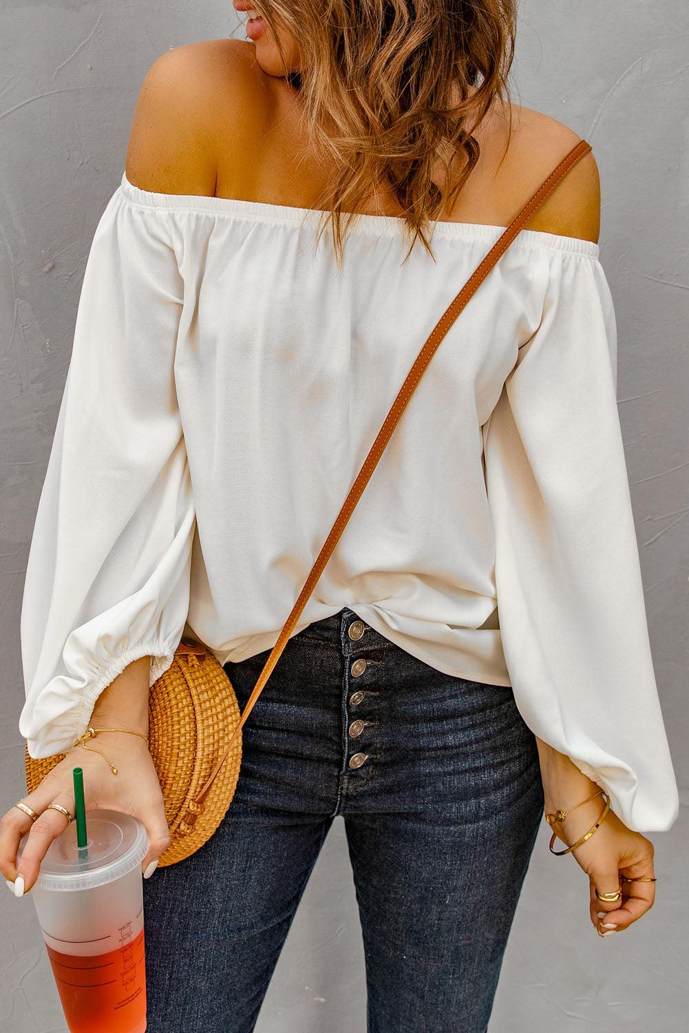 Off-Shoulder Balloon Sleeve Top - BELLATRENDZ