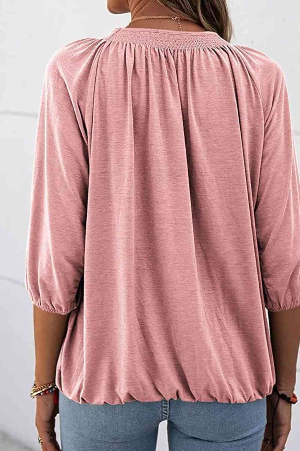 Gathered Detail Round Neck T-Shirt