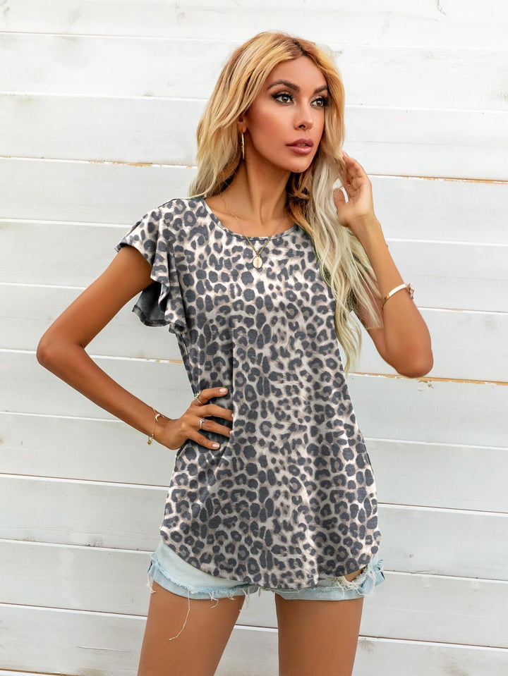 Round Neck Butterfly Sleeve Top - BELLATRENDZ