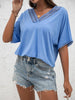 V-Neck Short Sleeve Blouse - BELLATRENDZ