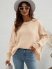 Exposed Seam Dropped Shoulder Slit Sweater - BELLATRENDZ