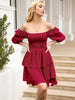 Smocked Square Neck Layered Dress