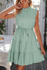 Ruffle Collar Tie Belt Tiered Dress - BELLATRENDZ