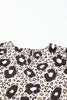 Animal Print Puff Sleeve Round Neck Blouse