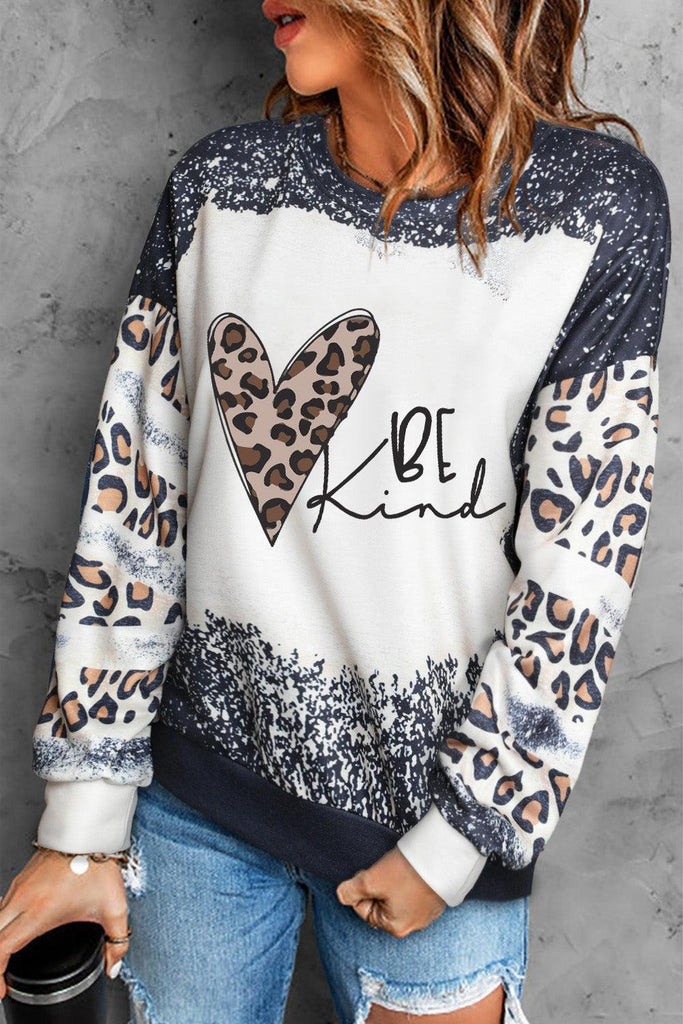 Mixed Print Drop Shoulder Sweatshirt - BELLATRENDZ