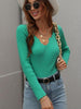 V-Neck Ribbed Knit Top - BELLATRENDZ