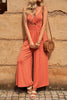 Smocked Spaghetti Strap Wide Leg Jumpsuit - BELLATRENDZ