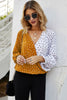 Polka Dot Surplice Neck Lantern Sleeve Blouse